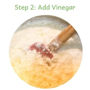 How to make paneer step 2: add vinegar
